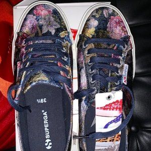 SUPERGA Navy multi-floral sneakers, size EURO 39-1/2 (US 8-1/2), brand new